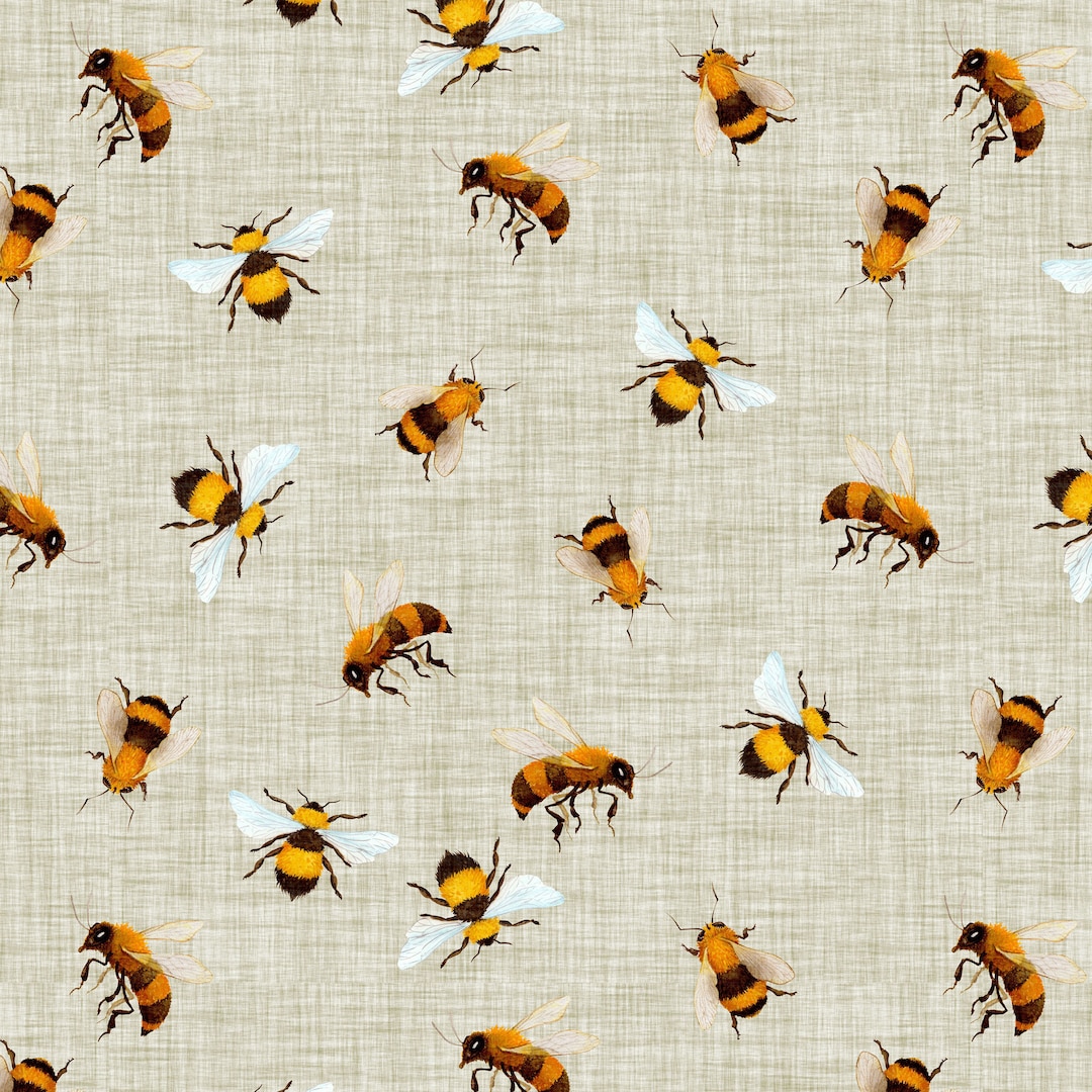 Bee Fabric Watercolor Honey Bees, Insects, Bug Quilting Cotton, Poplin,  Minky, Fleece, Home Decor Fabric by the Yard 
