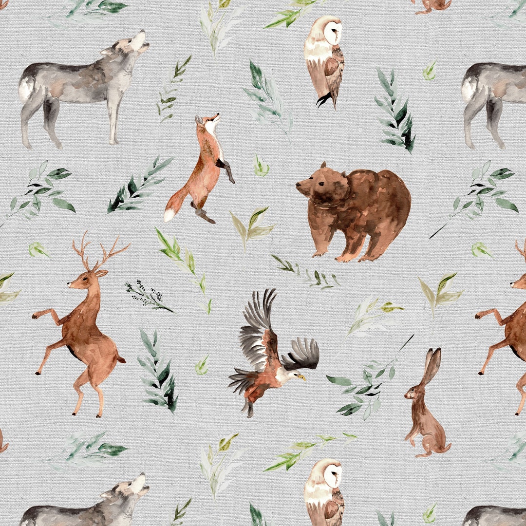 Woodland Nursery Fabric by the Yard. Quilting Cotton, Organic Knit