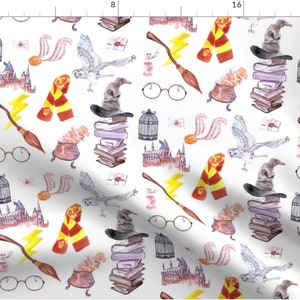 Wizard Symbols Fabric by the Yard. Quilting Cotton, Organic Knit, Jersey, Minky. Magic HP Wizards Movie Glasses Kids Nursery Baby Sorcerer image 3