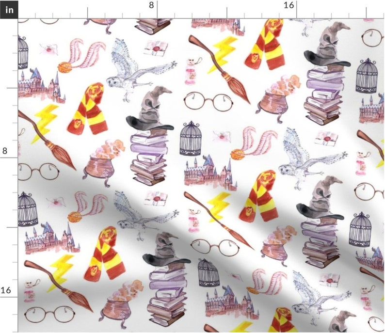 Wizard Symbols Fabric by the Yard. Quilting Cotton, Organic Knit, Jersey, Minky. Magic HP Wizards Movie Glasses Kids Nursery Baby Sorcerer image 3