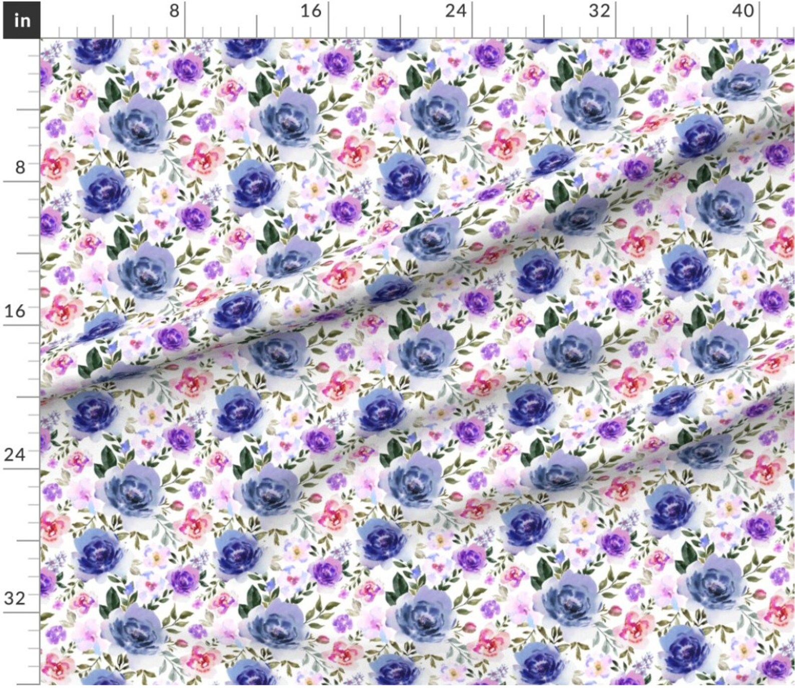 Watercolor Floral Fabric by the Yard - Galaxy Purple Florals, Girl ...
