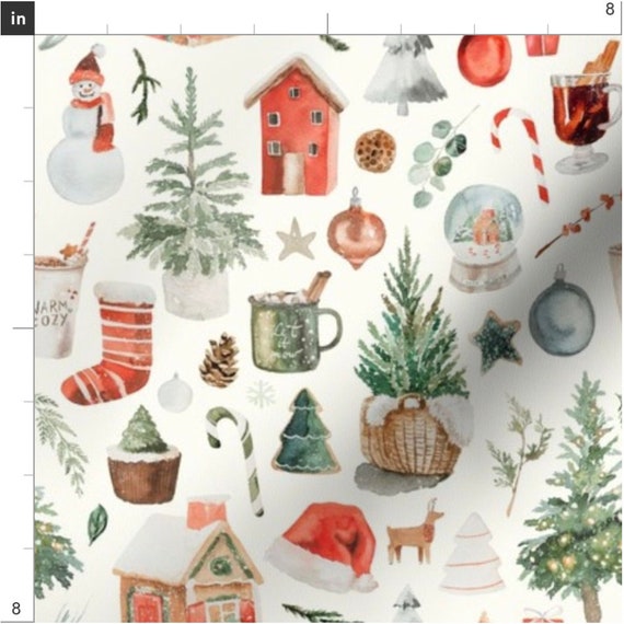 100% Cotton Fabric By the Yard Printed in USA Cotton Sateen - Cotton  christmas СTN1860