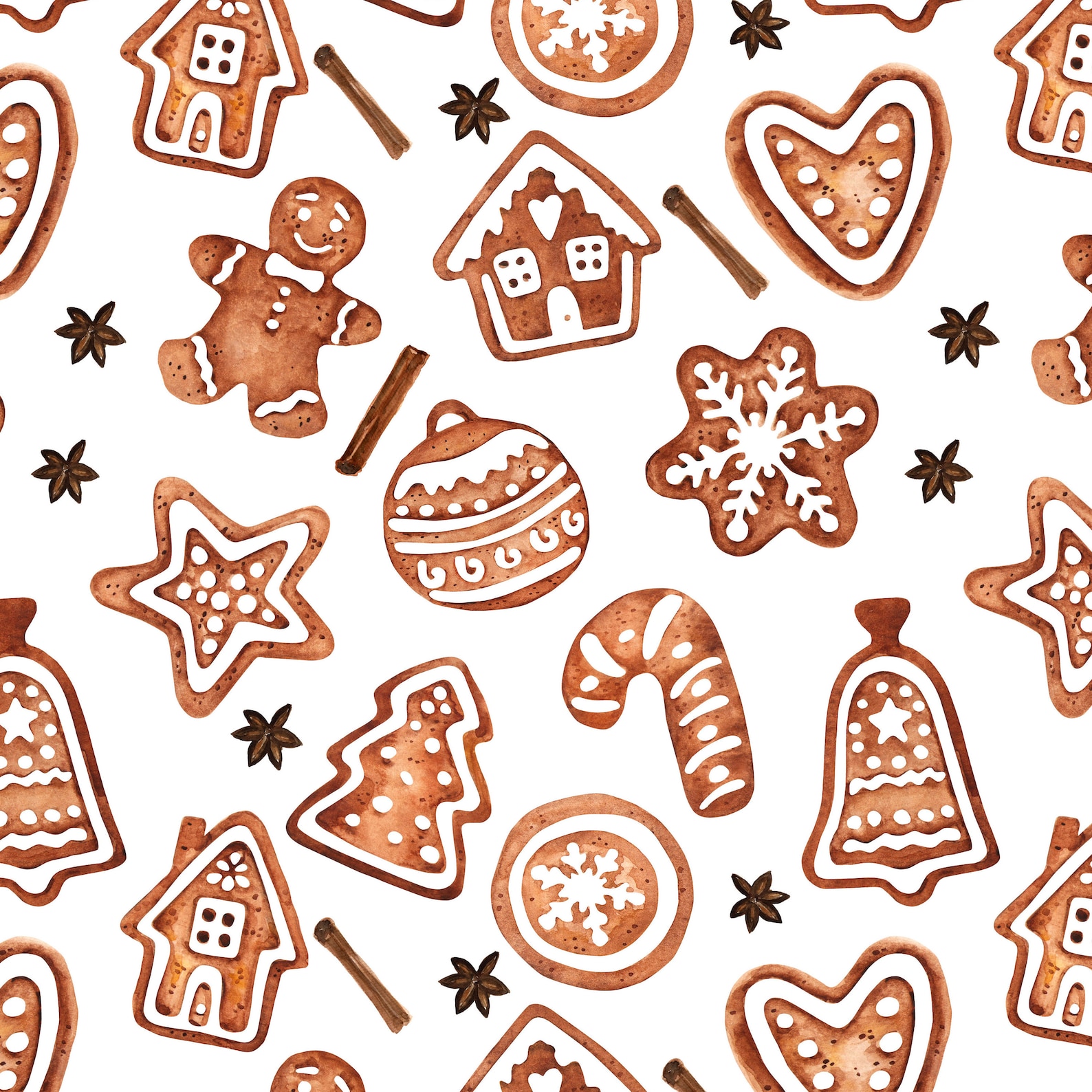 Gingerbread Cookies Fabric by the Yard. Christmas Fabric Etsy