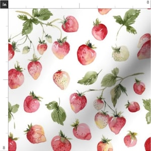 May include: A seamless pattern featuring watercolor illustrations of red strawberries with green leaves on a white background.