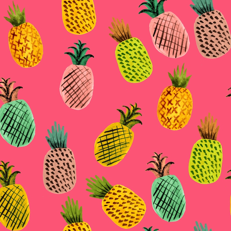 Pineapple Fabric by the Yard. Quilting Cotton Organic Knit Etsy