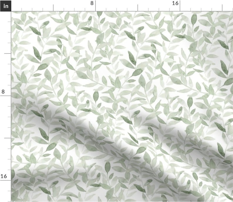 Sage Leaves Fabric by the Yard. Quilting Cotton, Poplin, Knit, Minky, Upholstery. Botanical Nature, Tree, Green image 3