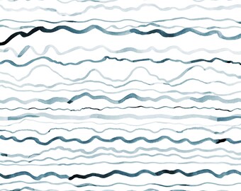 Ripple and Wave Fabric by the Yard. Quilting Cotton, Poplin, Organic Knit, Minky, Cotton Twill. Ocean Waves, Beach, Coastal, Modern, Surf