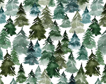 Woodland Tree Fabric by the Yard. Quilting Cotton, Organic Knit, Minky, Home Decor. Forest, Pine Trees, Gender Neutral Nursery, Nature