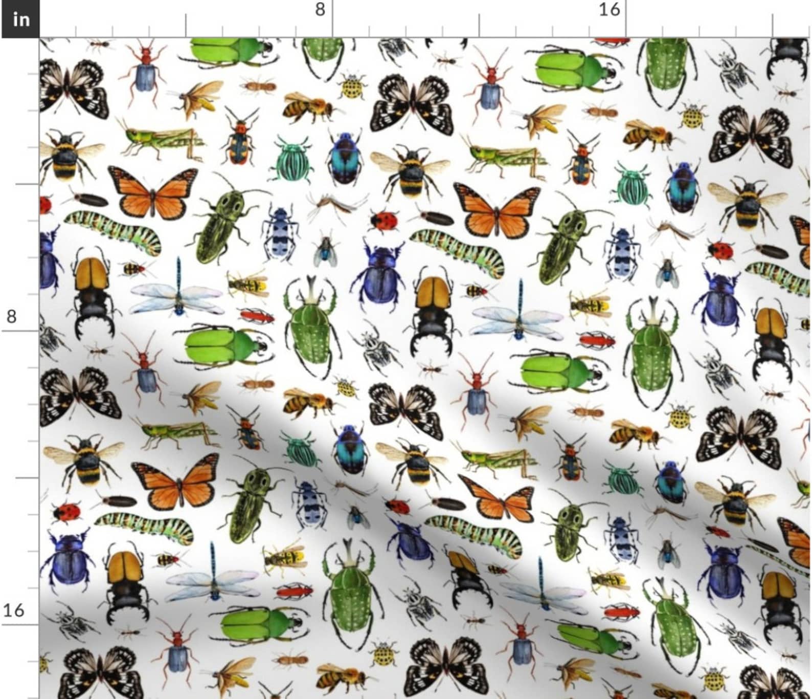 Bugs, Butterflies and Insects Fabric - Quilting Cotton, Organic Knit ...