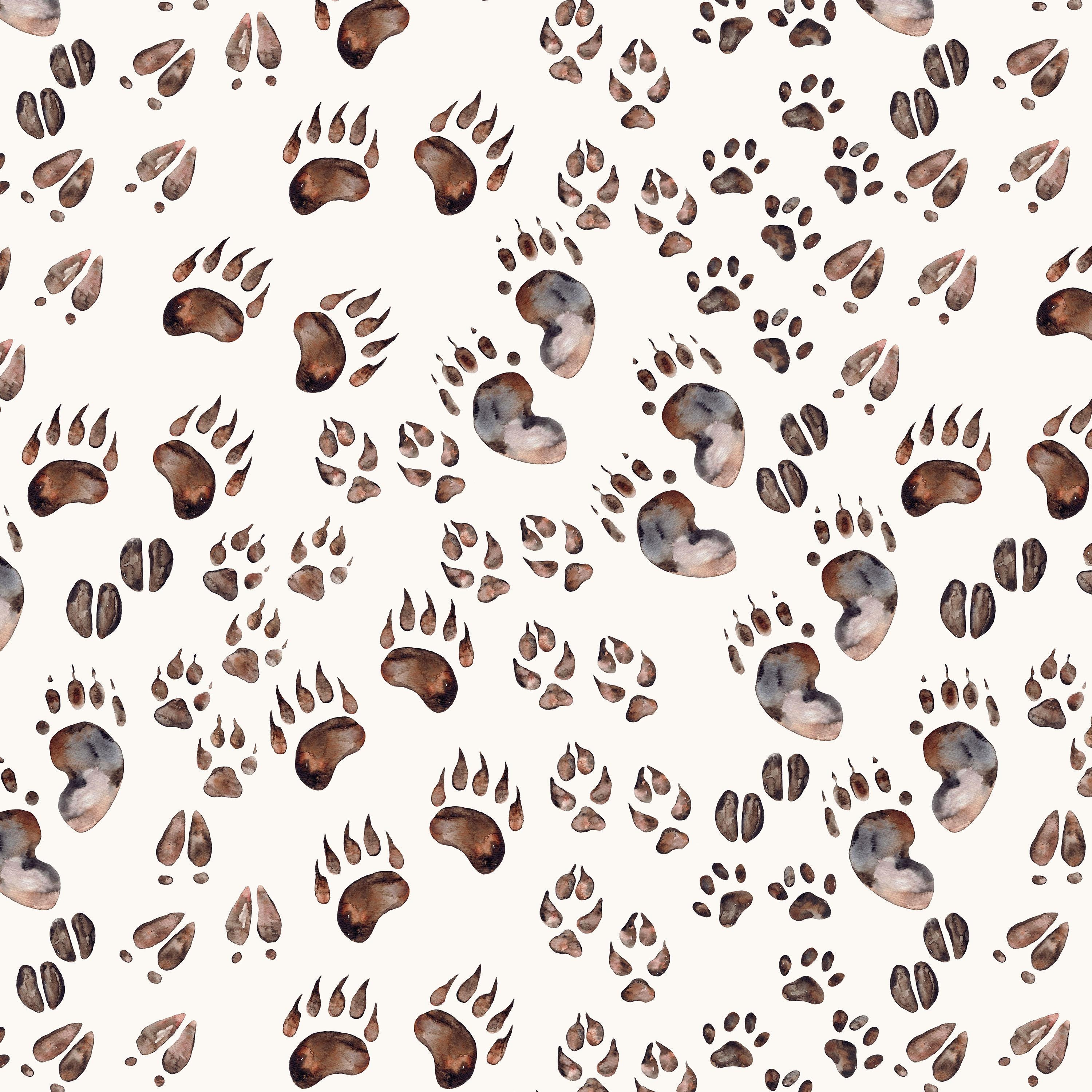 Animal Tracks Fabric by the Yard. Quilting Cotton, Organic Knit, Minky, Fleece. Woodland Fabric, Forest, Bear, Gender Neutral Nursery