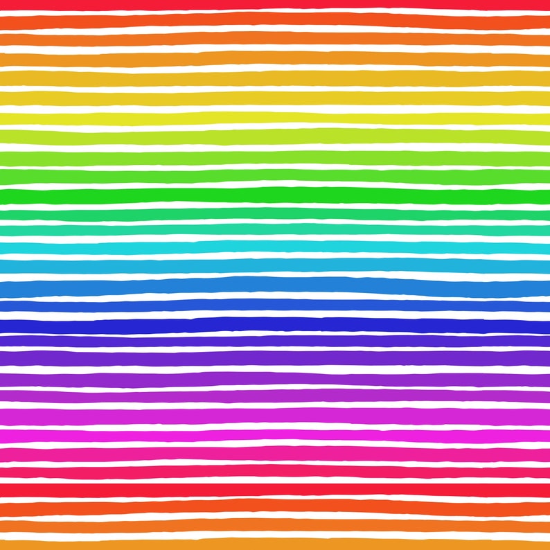 Rainbow Stripes Fabric by the Yard. Quilting Cotton Organic Etsy