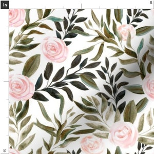 May include: A seamless pattern featuring pink roses and dark green leaves on a white background. The watercolor style design is perfect for fabric, wallpaper, or wrapping paper.