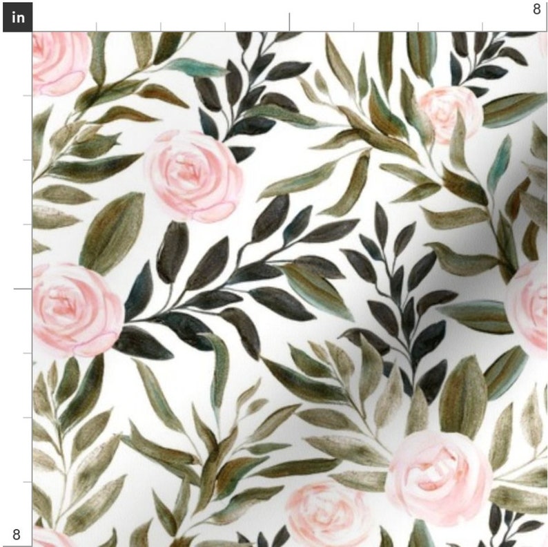 May include: A seamless pattern featuring pink roses and dark green leaves on a white background. The watercolor style design is perfect for fabric, wallpaper, or wrapping paper.