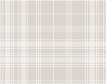 Neutral Plaid Fabric, Greige, Soft Plaid - Quilting Cotton, Sateen, Organic Knit, Minky, Linen Canvas Fabric by the Yard, Checkered