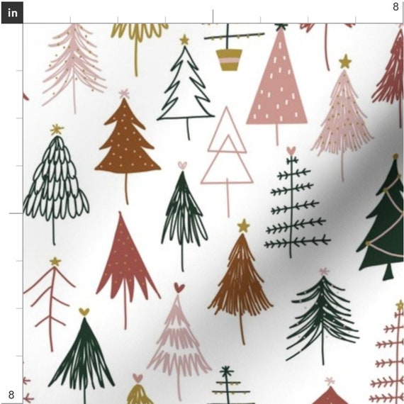 Noel Christmas Fabric by the Yard. Quilting Cotton, Organic Knit, Jersey or  Minky. Holidays, Winter, Cozy, Christmas Tree, Snowman, Boho 