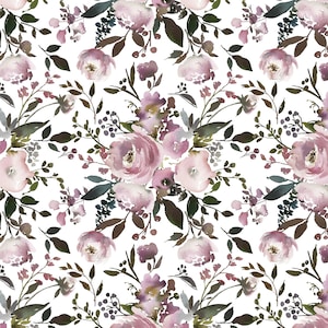 Vintage Pink Roses Fabric by the Yard. Quilting Cotton, Poplin, Organic Knit Minky, Home Decor, Upholstery. Vintage Flowers Light Mauve