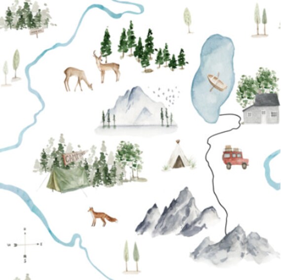 Woodland Mountain Quilting Fabric By The Yard Cotton Knit Etsy