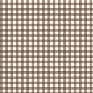May include: A seamless pattern featuring a brown and white gingham design. The pattern consists of evenly spaced squares, creating a classic and versatile visual texture. The alternating colors provide a balanced and clean aesthetic.