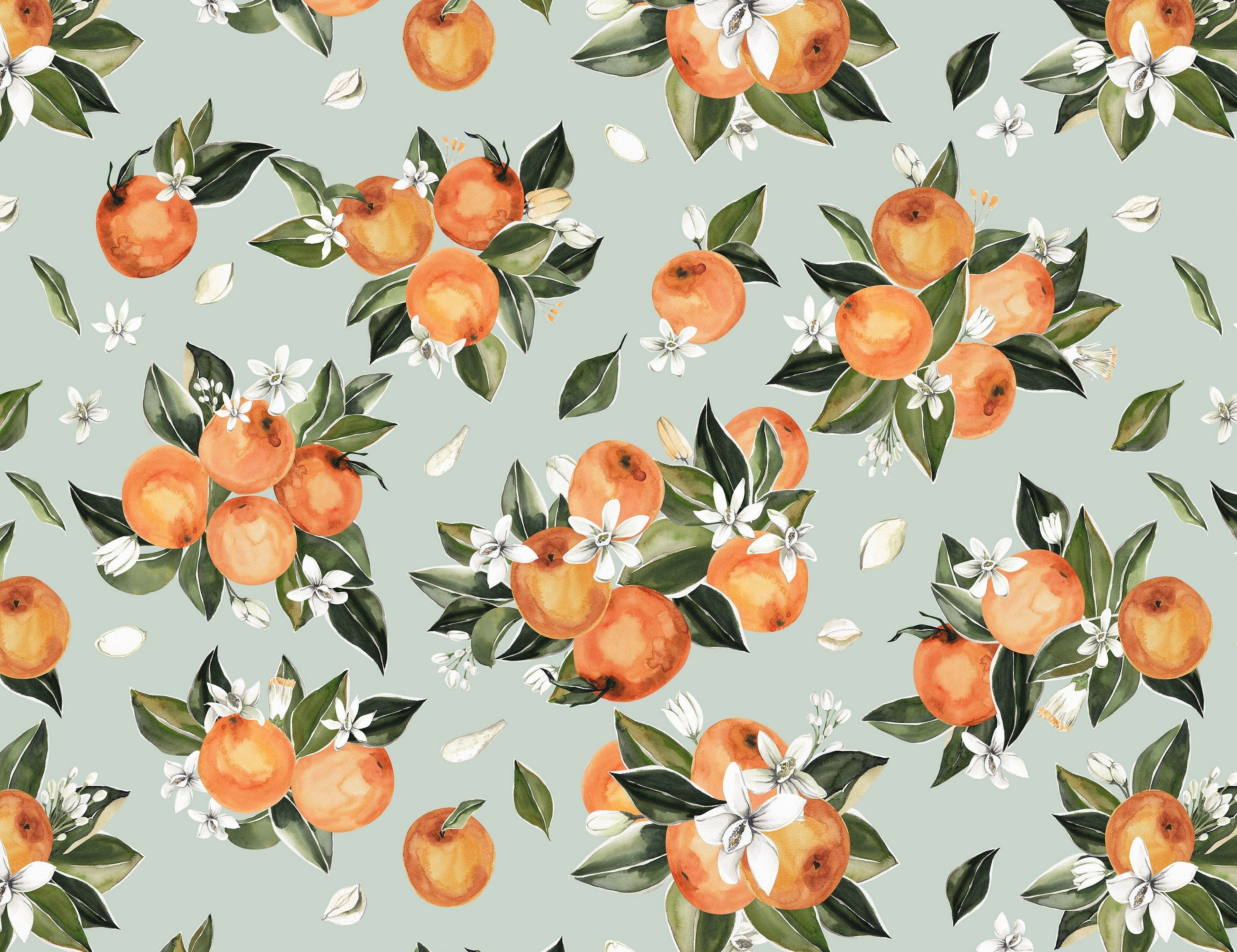 Orange Blossoms Fabric by the Yard. Quilting Cotton Organic Etsy