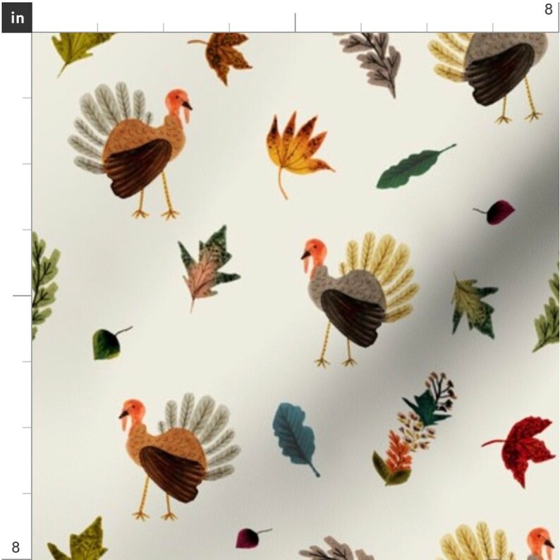 Fall Thanksgiving Turkeys Fabric by the Yard. Autumn, Turkey, Leaf ...