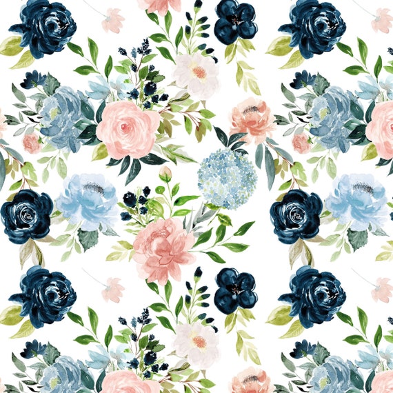 blue pink floral fabric