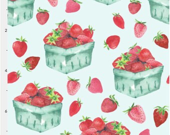 Strawberry Picking Fabric By The Yard Quilt Cotton Organic Etsy Ireland