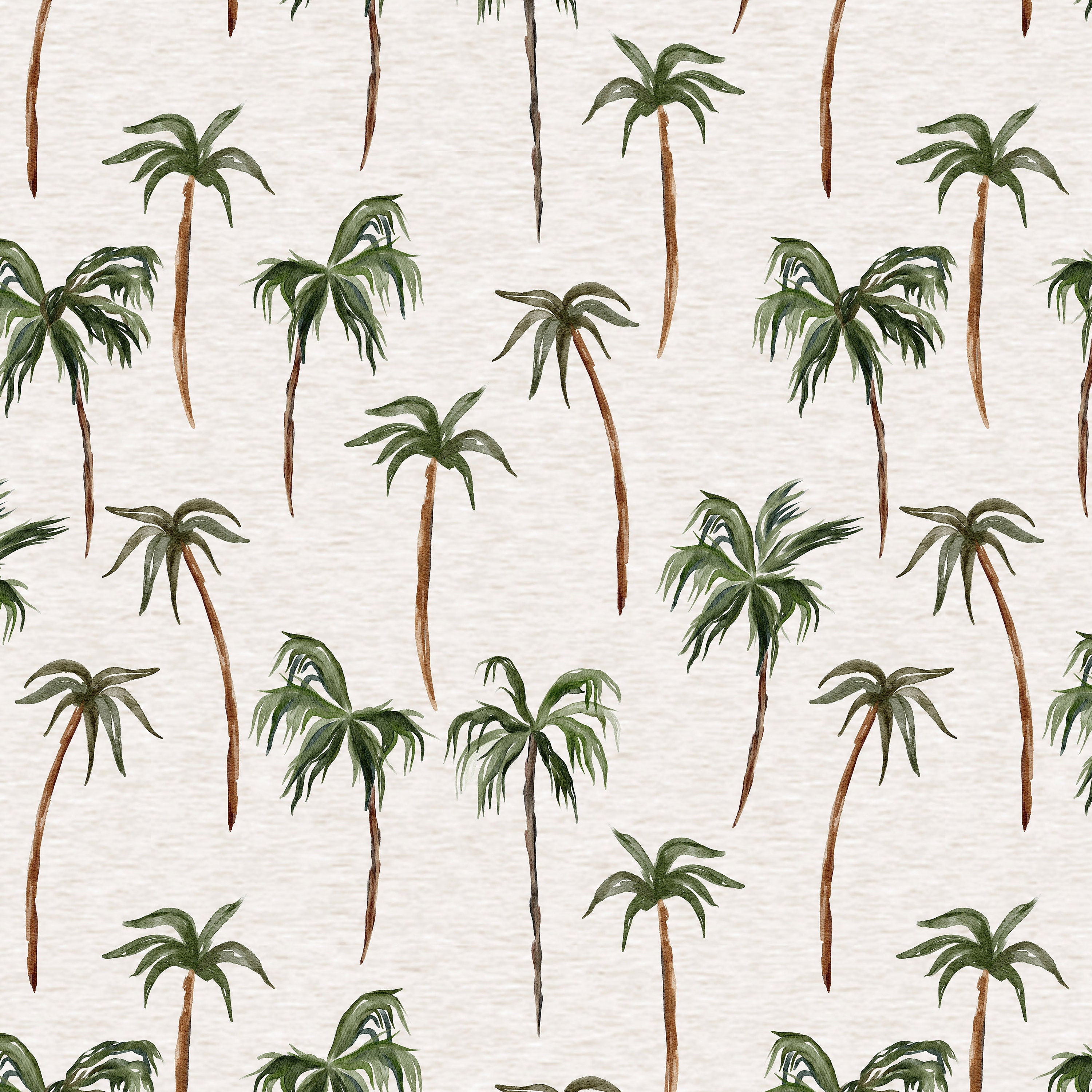 Watercolor Palm Trees Fabric by the Yard. Quilting Cotton Sateen
