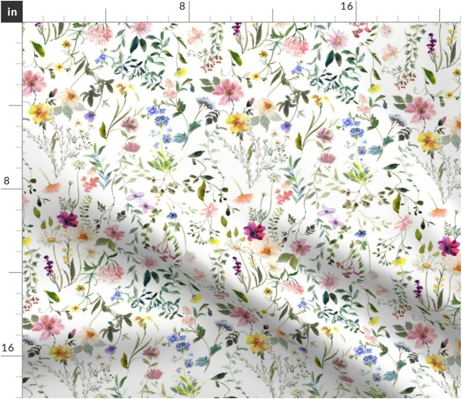 Spring Wildflower Floral Fabric by the Yard. Quilting Cotton, Knit ...