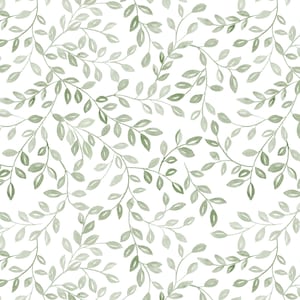 Sage Leaves Fabric by the Yard. Quilting Cotton, Poplin, Knit, Minky, Upholstery. Botanical Nature, Green, Cottagecore, Garden, Minimalist