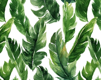 Tropical Leaves, Fabric by the Yard. Quilting Cotton, Poplin, Organic Knit, Home Decor, Upholstery. Summer Fabric, Banana Leaves, Jungle