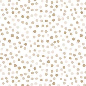 Tan and Cream Watercolor Dots Fabric in Quilting Cotton, Sateen, Minky, Home Decor Fabric. Polka Dot, Minimalist, Beige