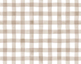 Soft Sisal Buffalo Check Fabric by the Yard. Quilting Cotton, Poplin, Organic Knit, Minky, Canvas. Plaid, Gingham, Minimalist, Neutral