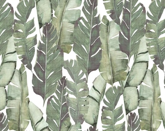 Vintage Botanical Fabric, Banana Leaves, Tropical, Cotton, Sateen, Minky, Home Decor, Upholstery Fabric by the Yard