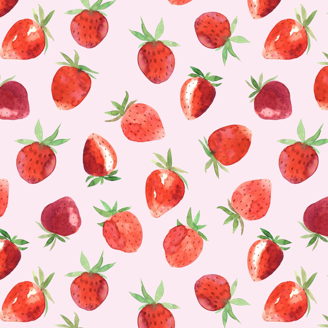 Red Strawberries Fabric by the Yard. Quilting Cotton Organic - Etsy
