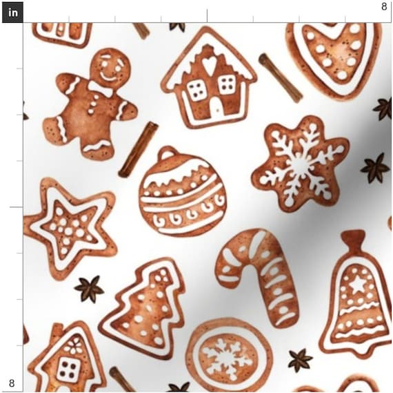 Christmas Cookie Fabric - Gingerbread on Charcoal Fabric