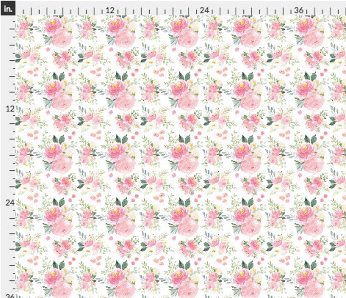 Pre-Cut Satin Floral Print Fabric By Yard | Ready To Ship | Blushing Bride Posey main image 1