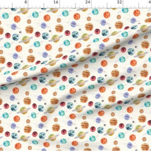 Planet Fabric by the Yard. Quilting Cotton, Poplin, Organic Knit, Jersey or Minky. Watercolor Planets, Space, Outer Space, Earth, Galaxy Sky bild 4