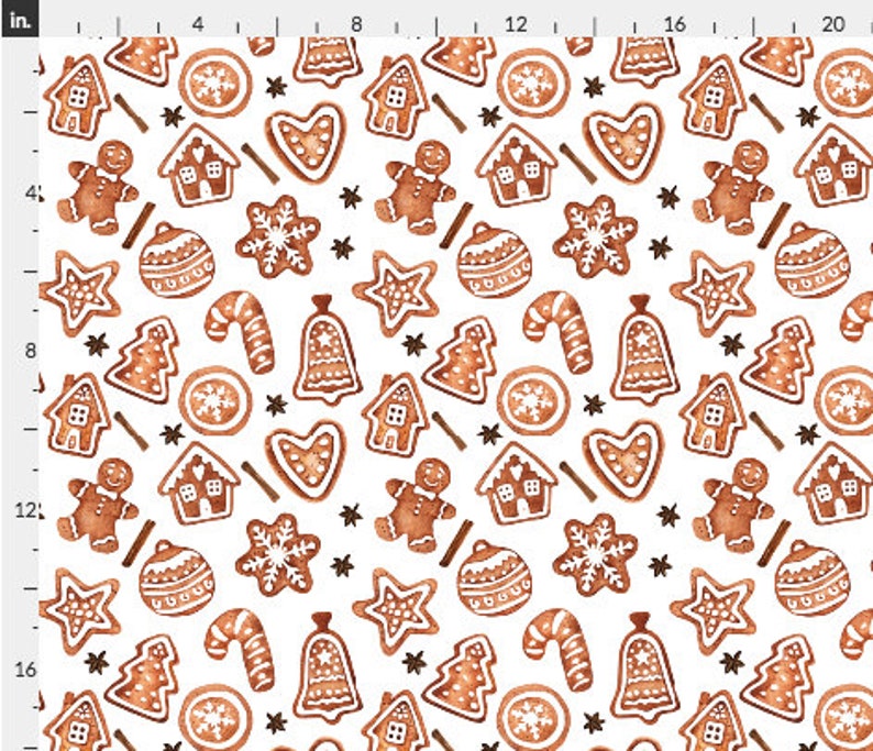 Gingerbread Cookies Fabric by the Yard. Christmas Fabric Etsy