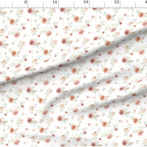 Sun Floral Fabric by the Yard. Watercolor Floral, Coral, Sage, Botanical - Quilting Cotton, Sateen, Poplin, Minky, Home Decor, Upholstery image 4