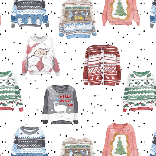 Ugly Christmas Sweaters Fabric by the 