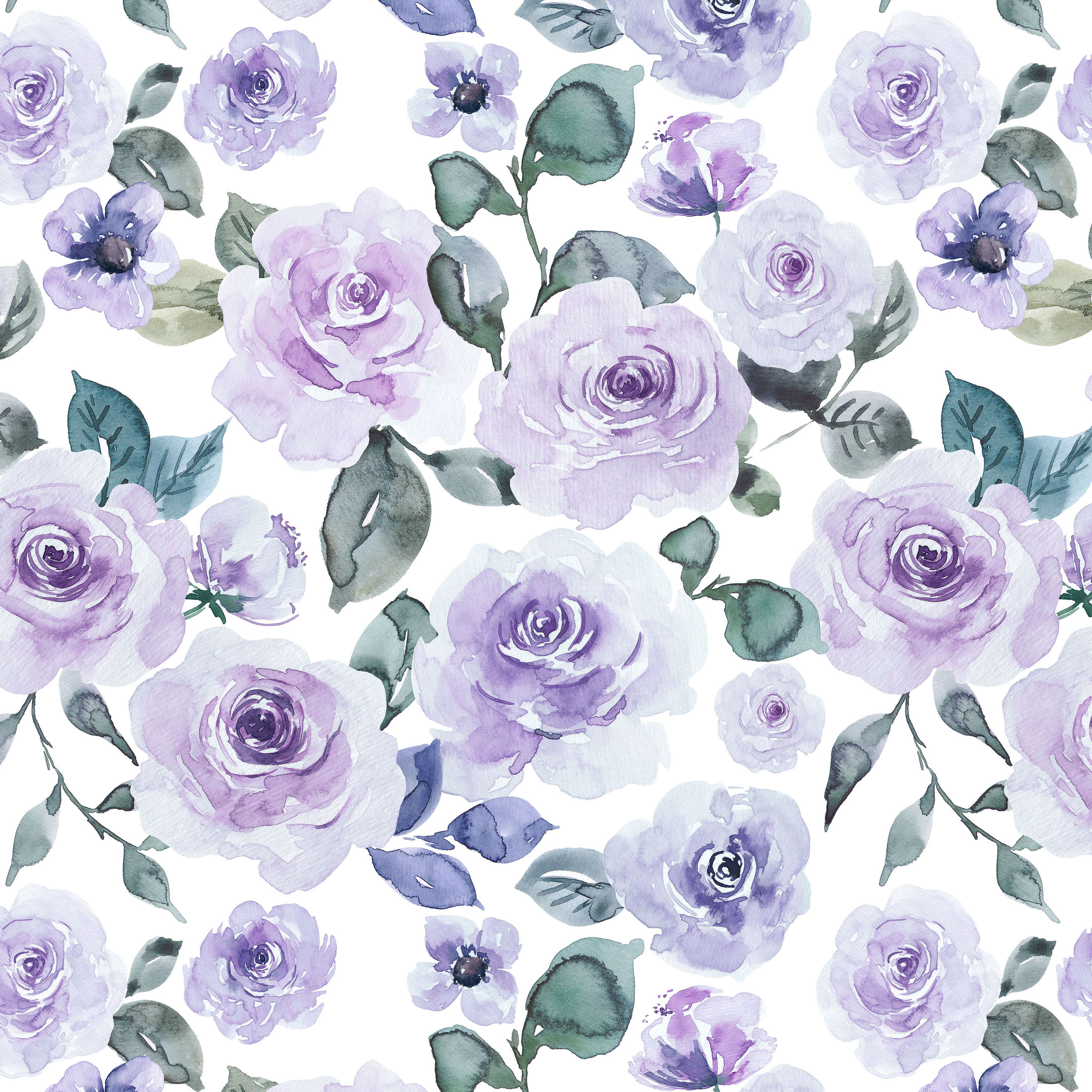 Purple Watercolor Floral Fabric by the Yard. Quilting Cotton Etsy