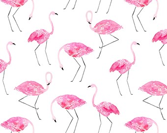 Pink Flamingo Fabric by the Yard. Quilting Cotton, Poplin, Organic Knit, Jersey, Minky, Home Decor. Bird, Flamingos Fabric, Summer, Tropical