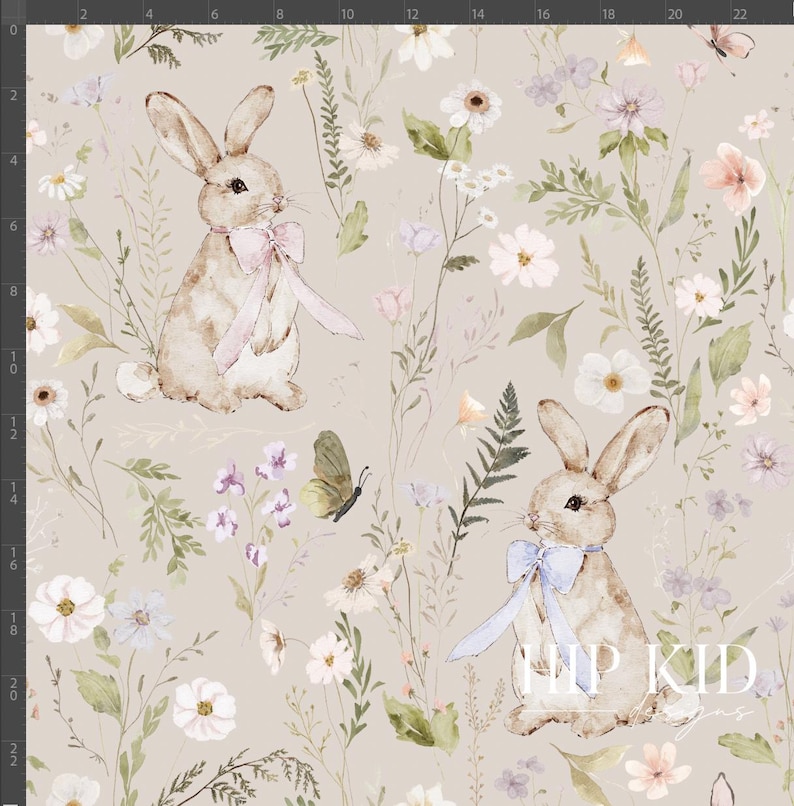Bunny and Bloom Wallpaper, Cottagecore Wildflowers and Bunnies - Peel ...