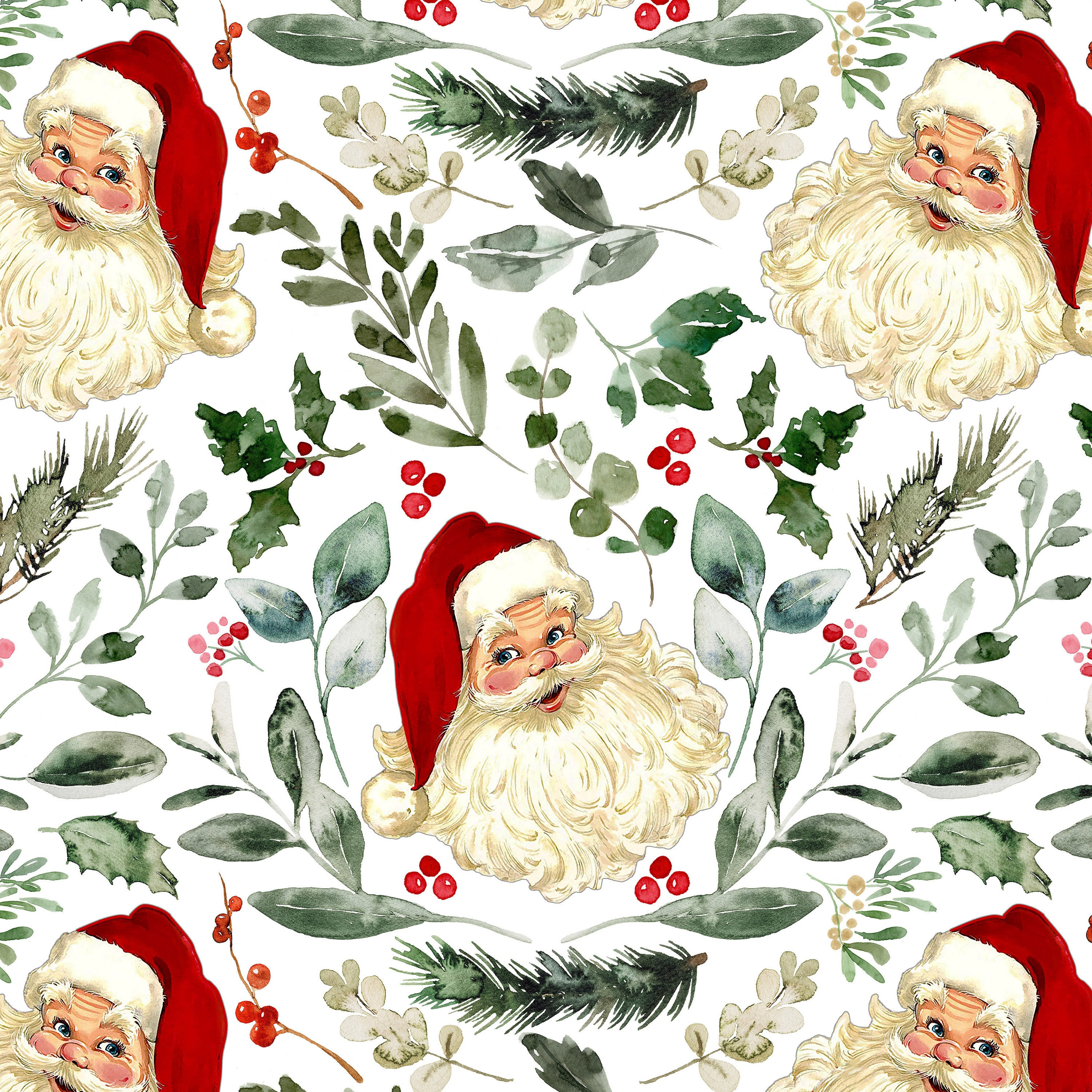 Retro Santa Fabric Christmas Fabric by the Yard Vintage Etsy