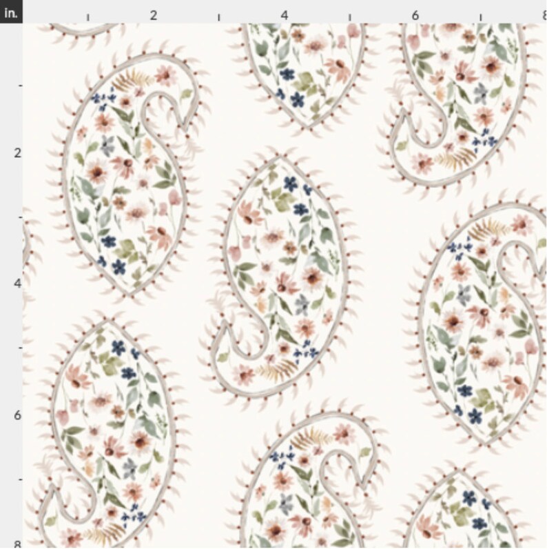 Paisley Floral Fabric in Quilting Cotton Poplin Organic Etsy