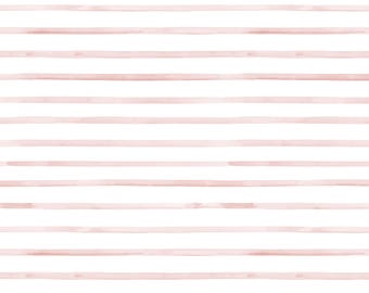 Tela con rayas de acuarela rosa claro y blanco cortada a medida (algodón para acolchado, satén, punto orgánico, minky, lona de lino)