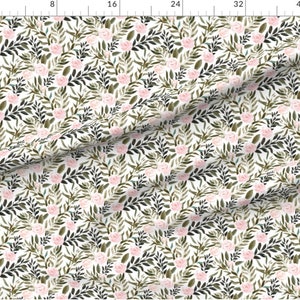 May include: A seamless pattern featuring delicate pink watercolor roses and dark green leaves on a white background.