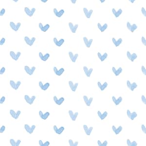 Blue Heart Fabric by the Yard. Quilting Cotton, Sateen, Organic Knit, Minky. Gender Neutral Nursery, Light Blue, Watercolor Valentine