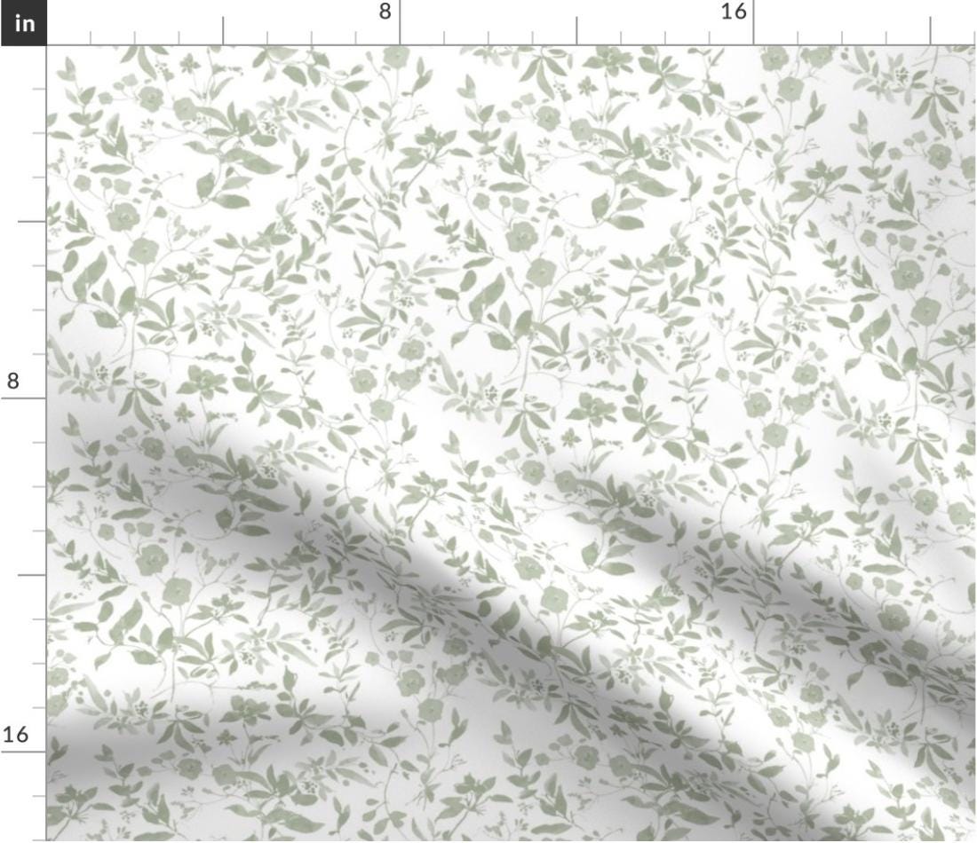 Dainty Sage Floral Fabric by the Yard. Quilting Cotton, Poplin, Knit ...