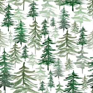 Rustic Forest Trees Fabric by the Yard. Quilting Cotton, Organic Knit, Jersey or Minky. Woodland Fabric, Woods, Nature, Botanical, Tree
